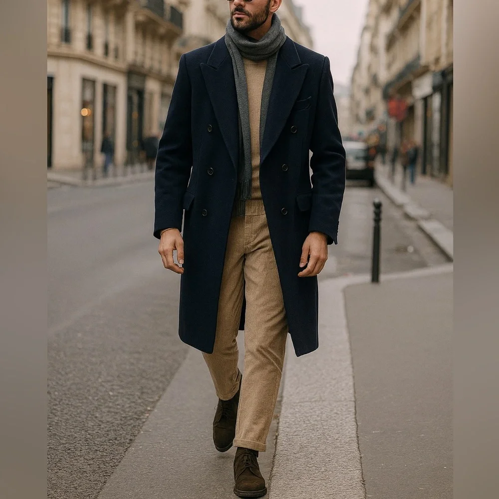 Vintage Metropolitan 100% Wool Double-Breasted Overcoat Made in Italy Size 40R